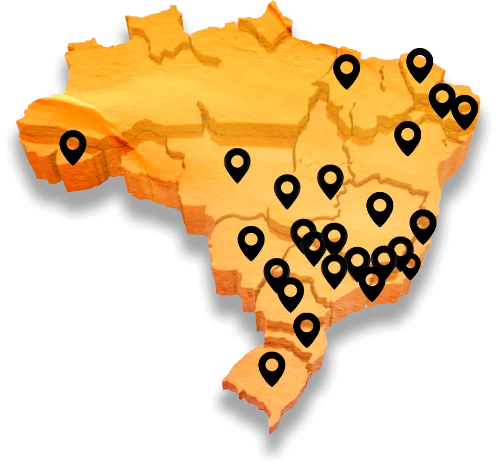 Mapa de localização das franquias